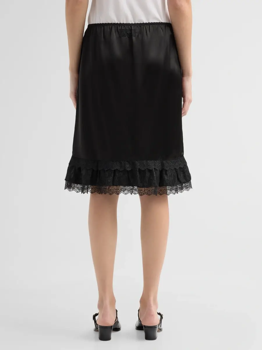 Ganni Women's Fluid Satin Knee-Length Frill Skirt | Thumbnail 3 Ganni Women's Fluid Satin Knee-Length Frill Skirt | Thumbnail 3