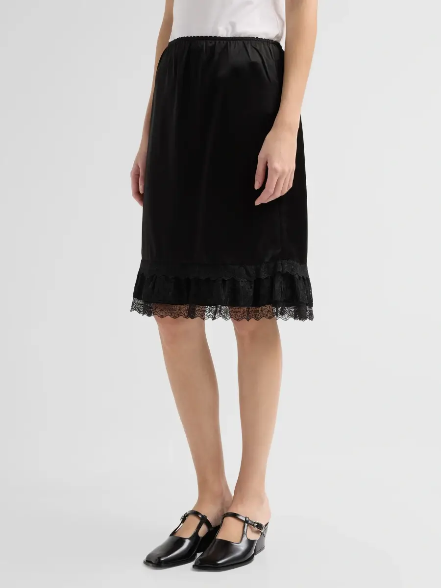 Ganni Women's Fluid Satin Knee-Length Frill Skirt | Thumbnail 4 Ganni Women's Fluid Satin Knee-Length Frill Skirt | Thumbnail 4