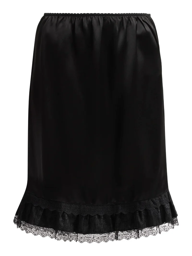 Women's Fluid Satin Knee-Length Frill Skirt Women's Fluid Satin Knee-Length Frill Skirt