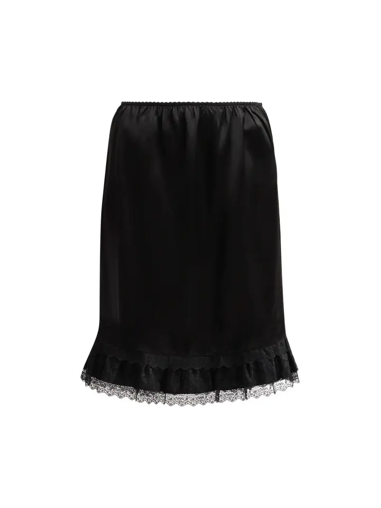 Ganni Women's Fluid Satin Knee-Length Frill Skirt
