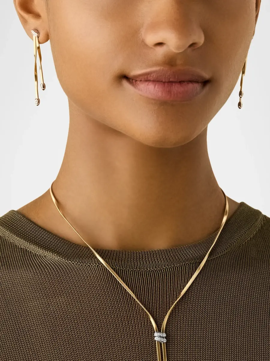 MARCO BICEGO Women's Marrakech 18K White and Yellow Gold 2-Strand Earrings with Diamonds | Thumbnail 2 MARCO BICEGO Women's Marrakech 18K White and Yellow Gold 2-Strand Earrings with Diamonds | Thumbnail 2
