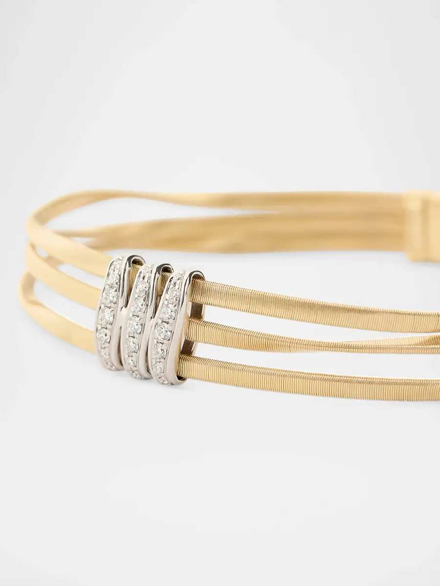 MARCO BICEGO Women's Marrakech 18K White and Yellow Gold 3-Row Bracelet with Diamonds | Thumbnail 3 MARCO BICEGO Women's Marrakech 18K White and Yellow Gold 3-Row Bracelet with Diamonds | Thumbnail 3