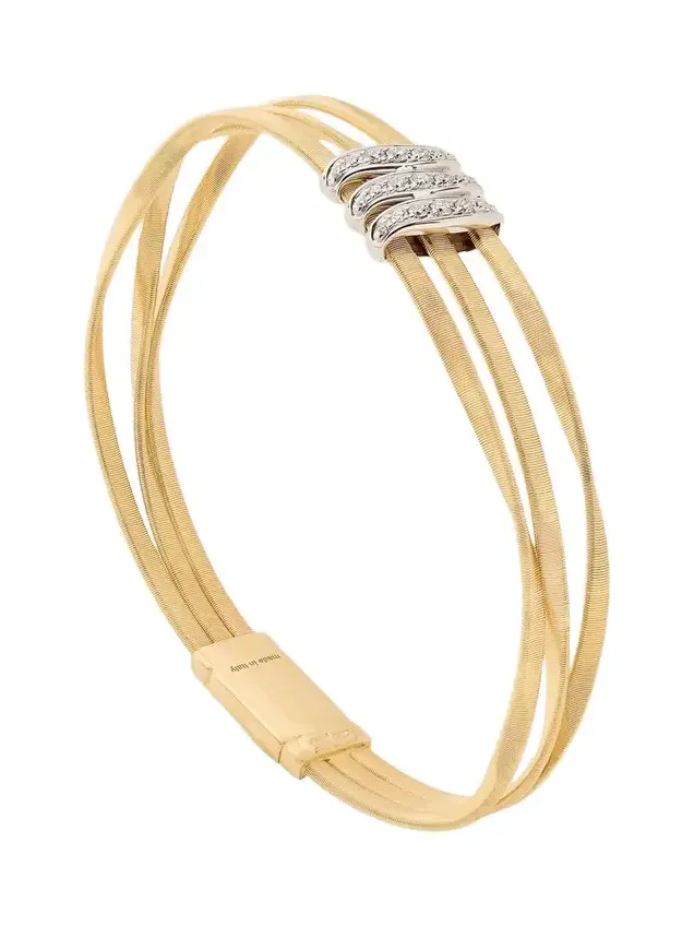 Women's Marrakech 18K White and Yellow Gold 3-Row Bracelet with Diamonds - Yellow Gold