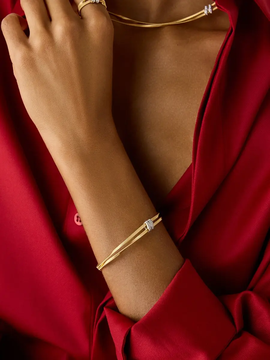 MARCO BICEGO Women's Marrakech 18K White and Yellow Gold 2-Row Bracelet with Diamonds | Thumbnail 2 MARCO BICEGO Women's Marrakech 18K White and Yellow Gold 2-Row Bracelet with Diamonds | Thumbnail 2