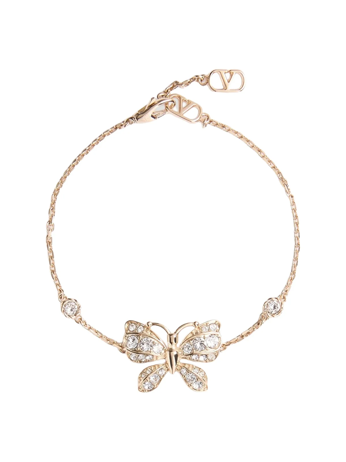 Valentino Women's Flutterby Bracelet in Metal and Swarovski Crystals - Platinum Crystal