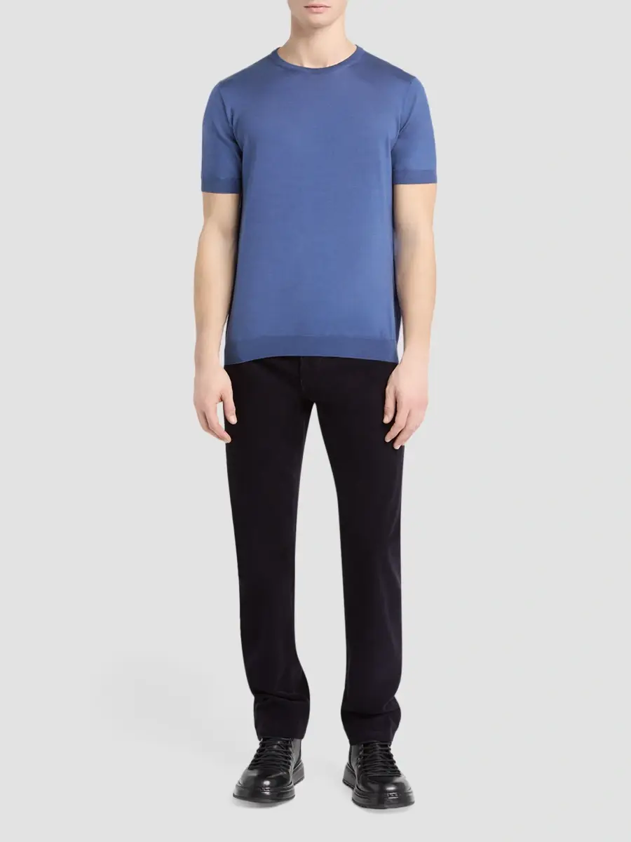 Giorgio Armani Men's Silk-Cotton Crewneck T-Shirt | Thumbnail 2