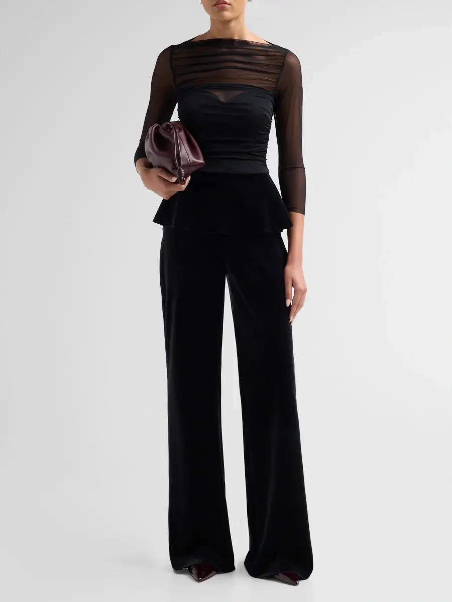 Chiara Boni La Petite Robe Women's Eryda Velvet Flared Pants | Thumbnail 2 Chiara Boni La Petite Robe Women's Eryda Velvet Flared Pants | Thumbnail 2