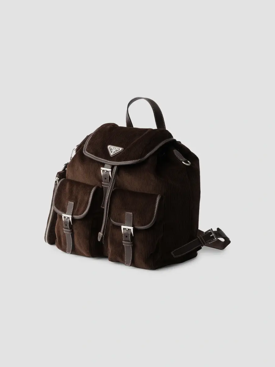Prada Women's Medium Corduroy and Leather Backpack | Thumbnail 4 Prada Women's Medium Corduroy and Leather Backpack | Thumbnail 4