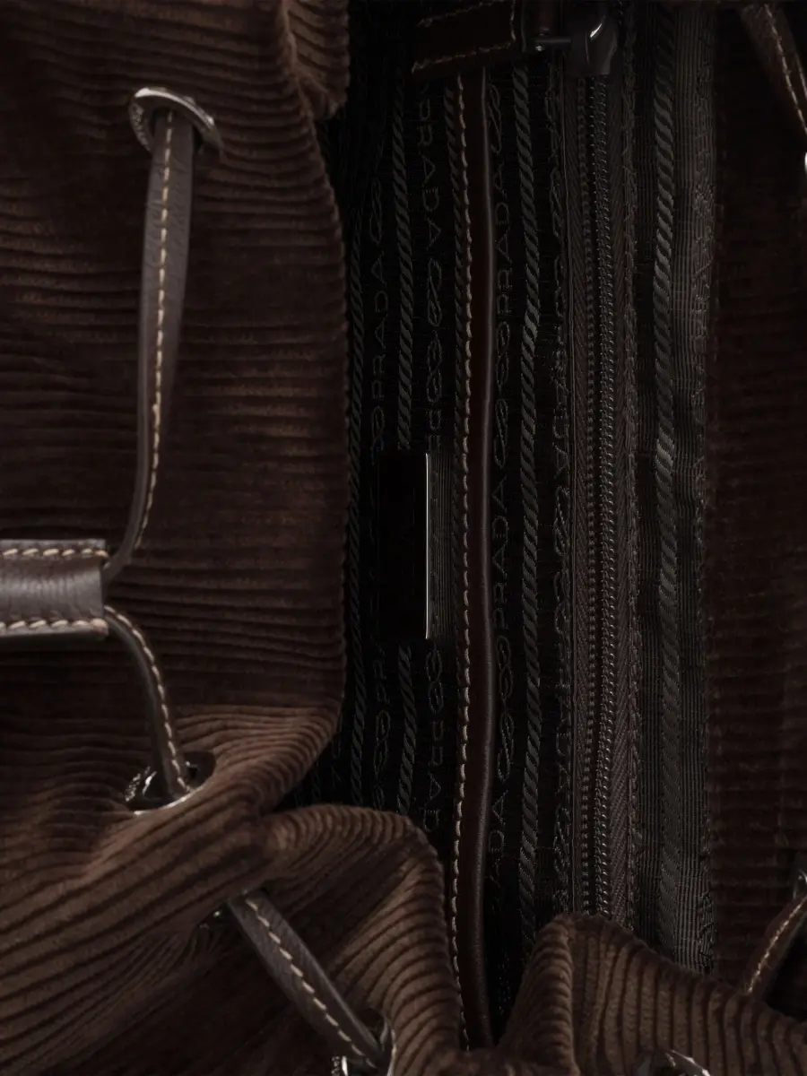Prada Women's Medium Corduroy and Leather Backpack | Thumbnail 6 Prada Women's Medium Corduroy and Leather Backpack | Thumbnail 6