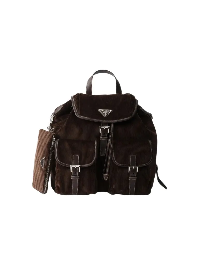 Women's Medium Corduroy and Leather Backpack Women's Medium Corduroy and Leather Backpack