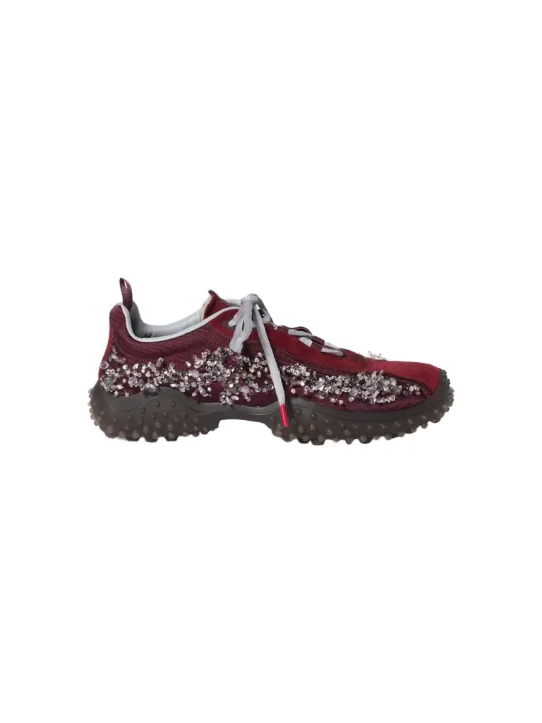Women's Bubble Embroidered Technical Fabric and Suede Sneakers