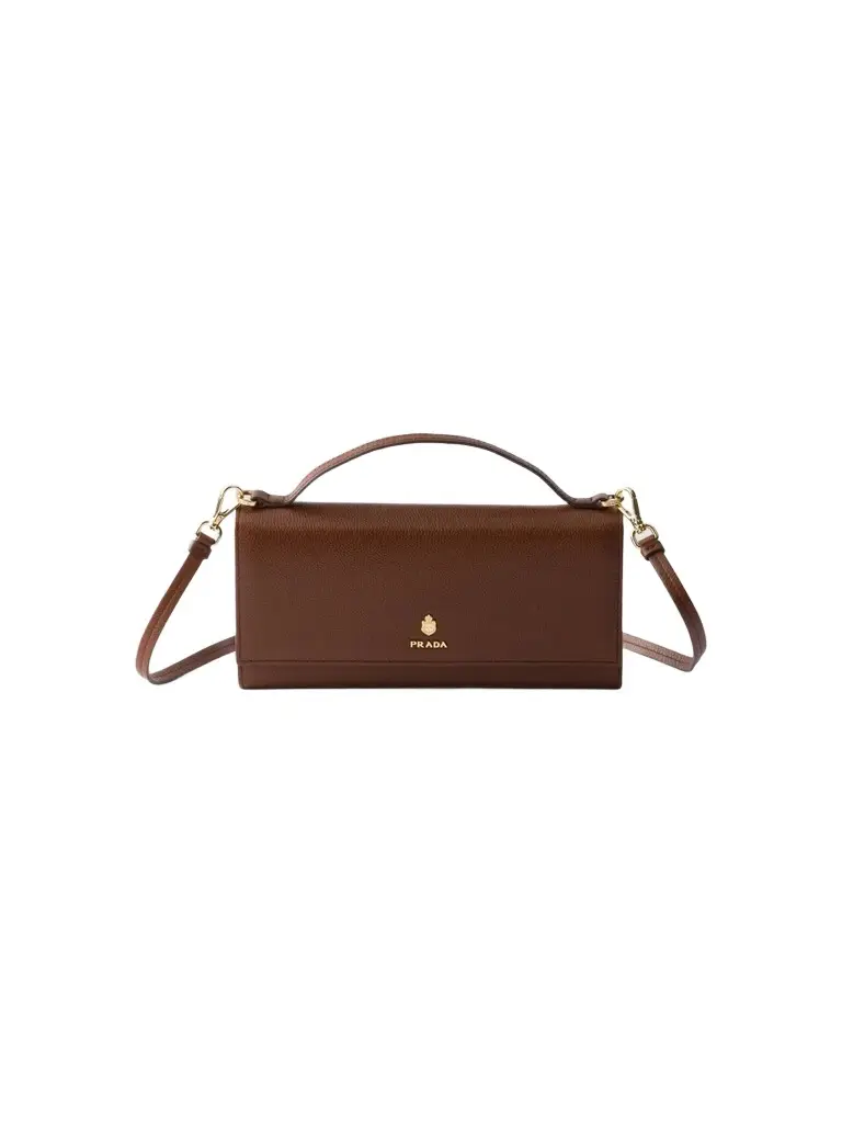Prada Women's Leather Wallet with Shoulder Strap