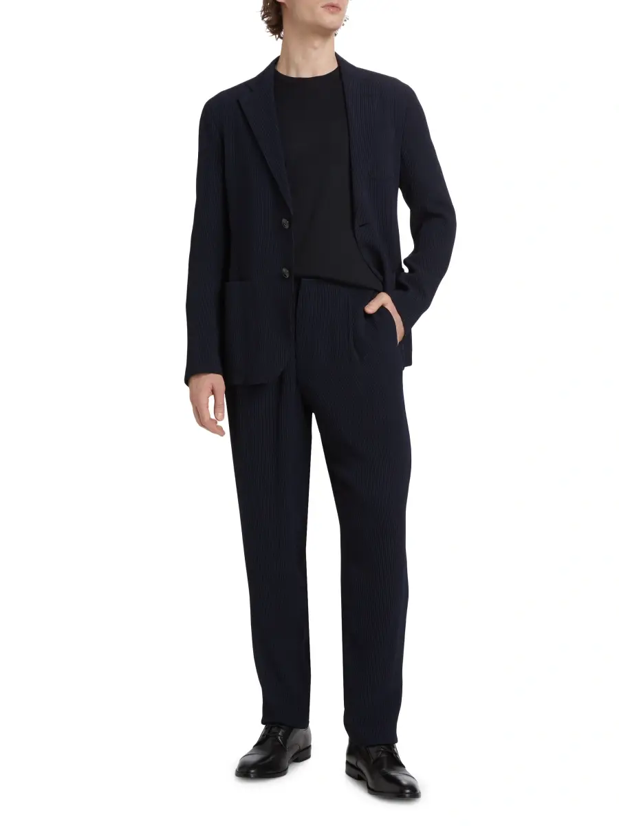 Giorgio Armani Men's Pinstriped Flat-Front Trousers | Thumbnail 2 Giorgio Armani Men's Pinstriped Flat-Front Trousers | Thumbnail 2