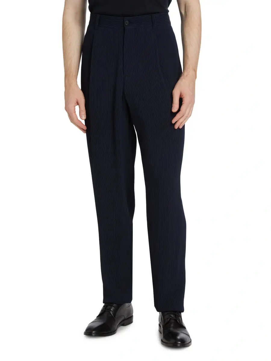 Giorgio Armani Men's Pinstriped Flat-Front Trousers | Thumbnail 3 Giorgio Armani Men's Pinstriped Flat-Front Trousers | Thumbnail 3