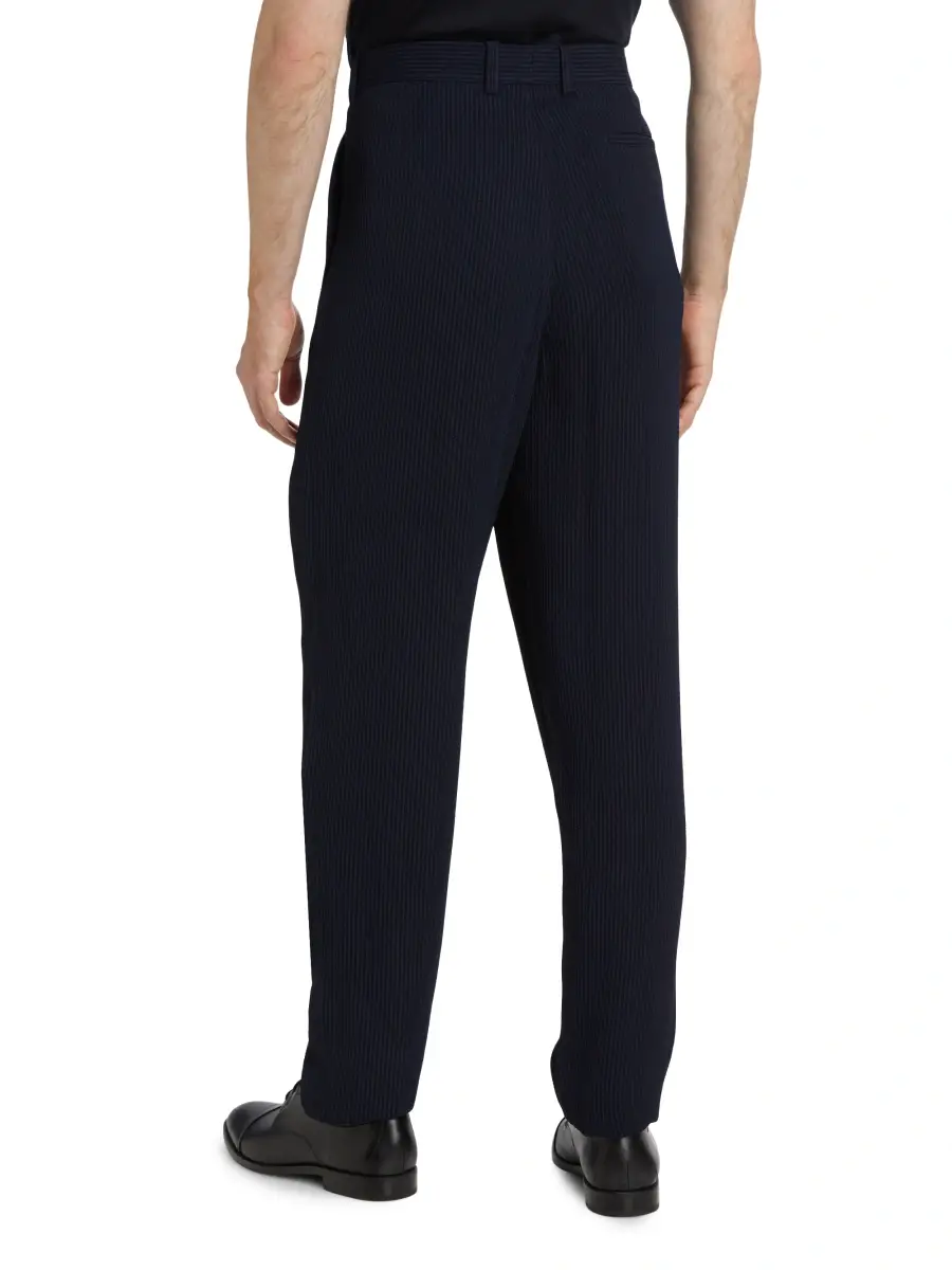 Giorgio Armani Men's Pinstriped Flat-Front Trousers | Thumbnail 5 Giorgio Armani Men's Pinstriped Flat-Front Trousers | Thumbnail 5