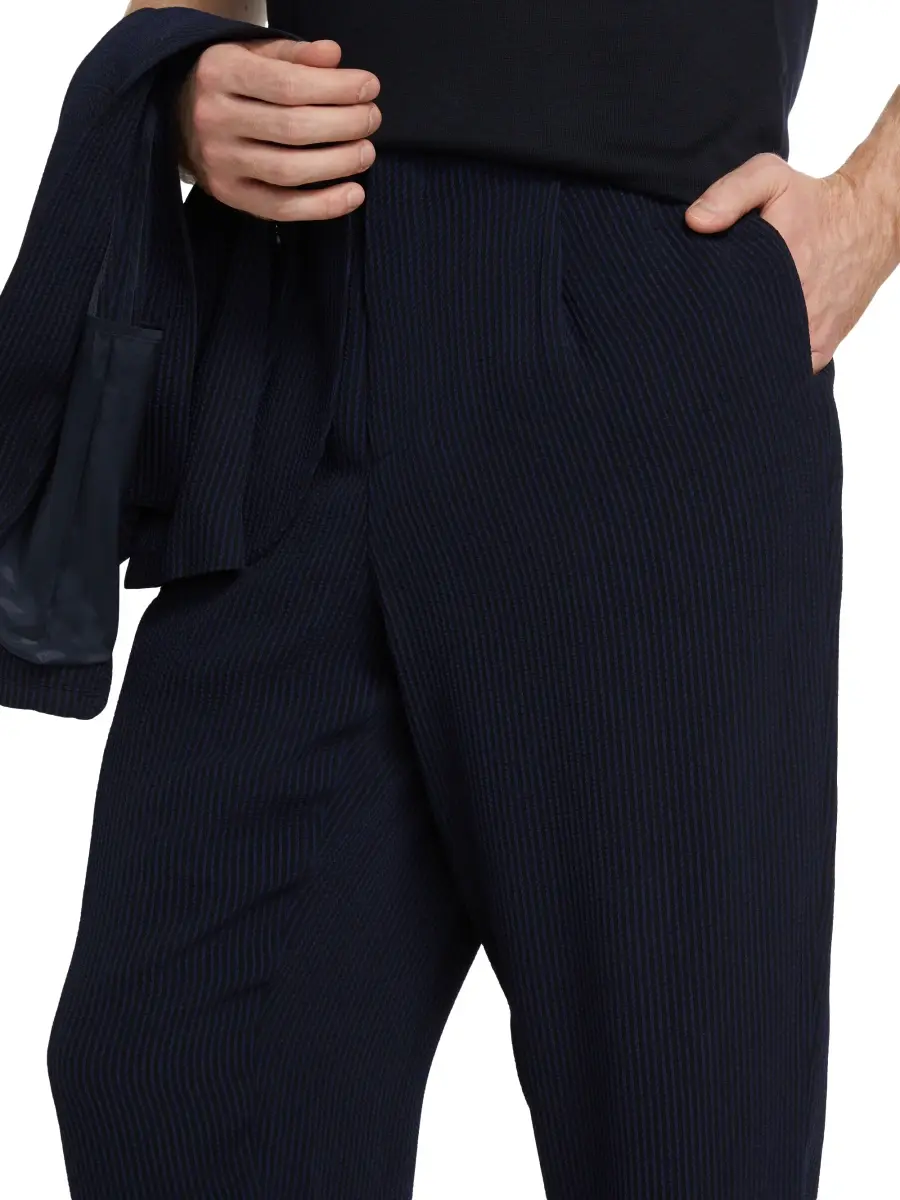 Giorgio Armani Men's Pinstriped Flat-Front Trousers | Thumbnail 6 Giorgio Armani Men's Pinstriped Flat-Front Trousers | Thumbnail 6