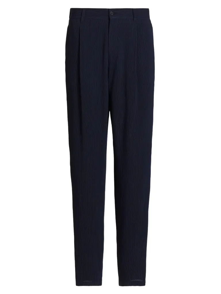 Giorgio Armani Men's Pinstriped Flat-Front Trousers