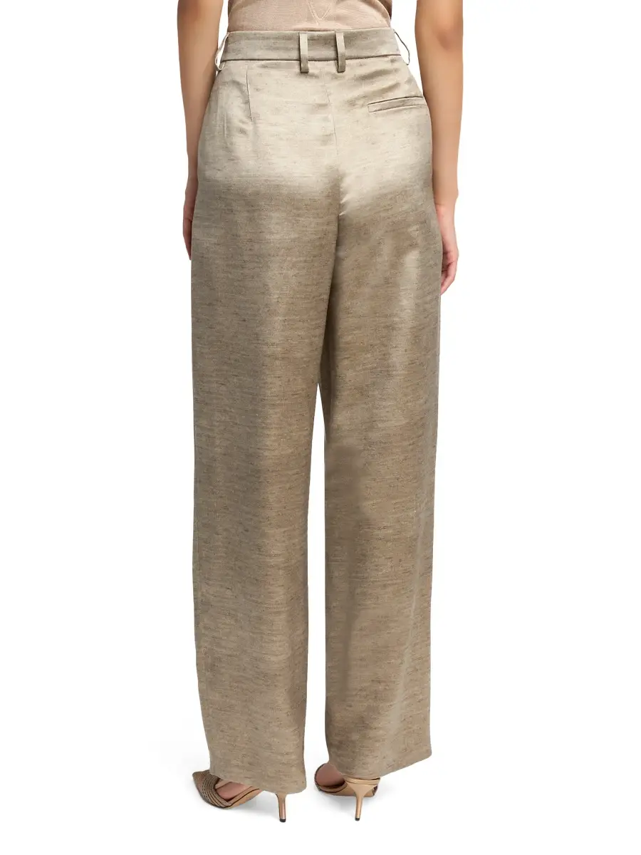 Giorgio Armani Women's Pleated Metallic Silk Trousers | Thumbnail 4