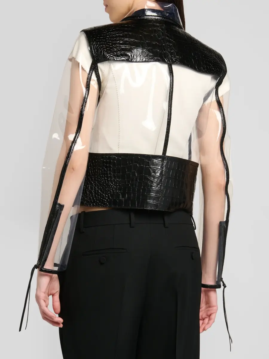 Tom Ford Women's Glass-Effect & Leather Biker Jacket | Thumbnail 3 Tom Ford Women's Glass-Effect & Leather Biker Jacket | Thumbnail 3