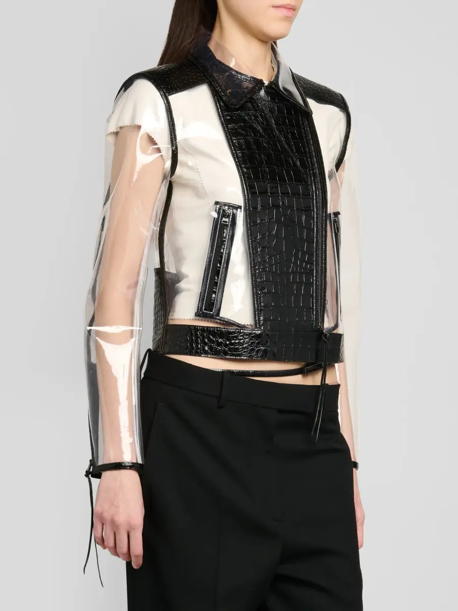 Tom Ford Women's Glass-Effect & Leather Biker Jacket | Thumbnail 4 Tom Ford Women's Glass-Effect & Leather Biker Jacket | Thumbnail 4