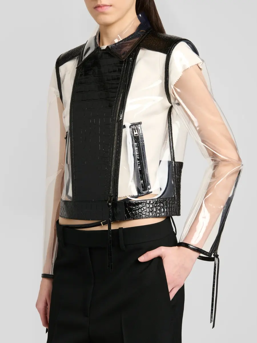 Tom Ford Women's Glass-Effect & Leather Biker Jacket | Thumbnail 5 Tom Ford Women's Glass-Effect & Leather Biker Jacket | Thumbnail 5