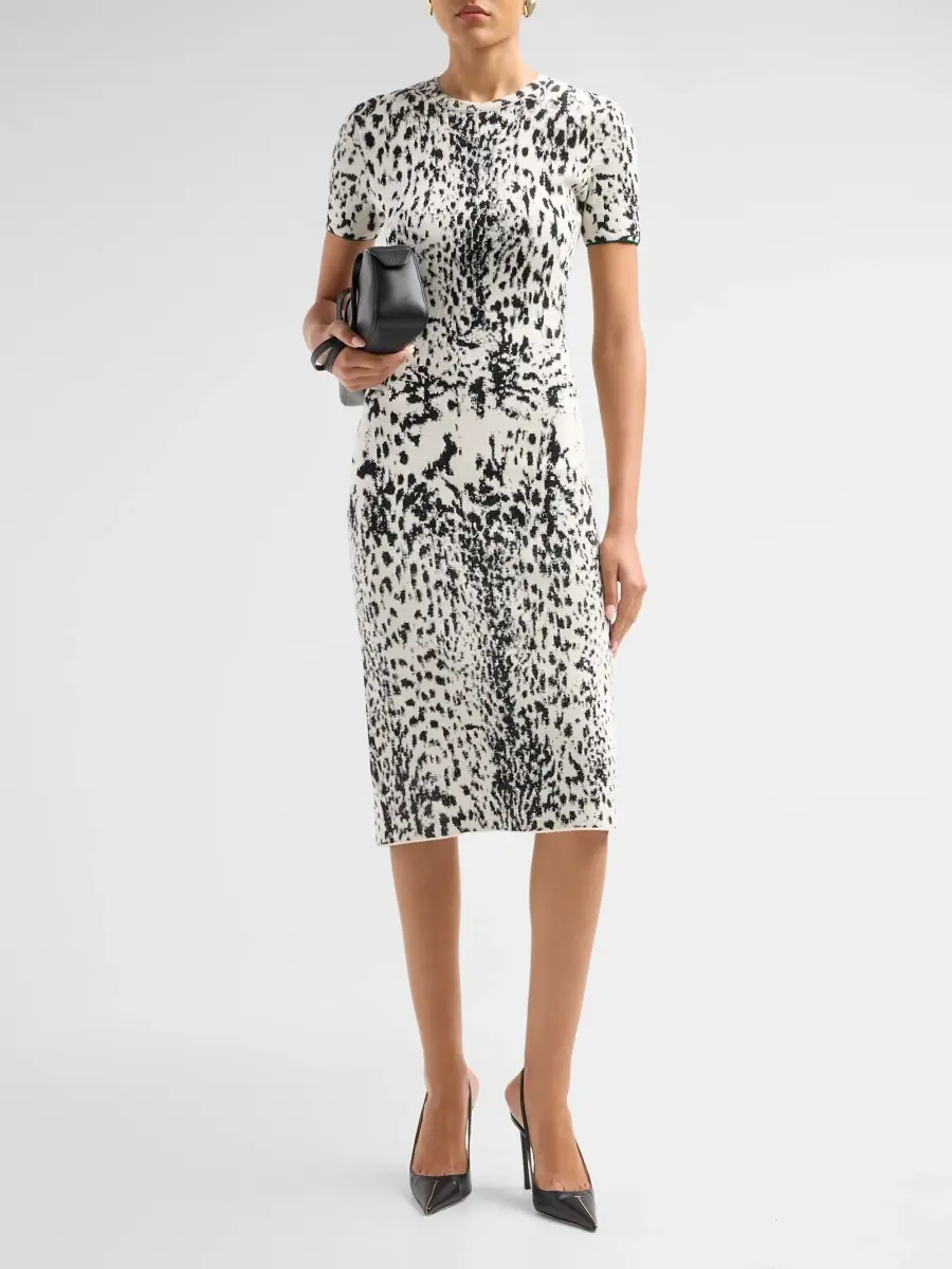 Tom Ford Women's Lynx Jacquard Velvet Midi Dress | Thumbnail 2