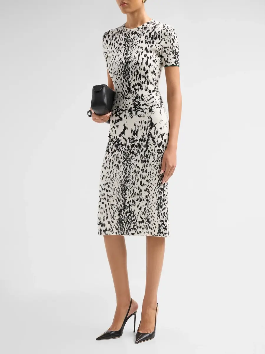 Tom Ford Women's Lynx Jacquard Velvet Midi Dress | Thumbnail 4