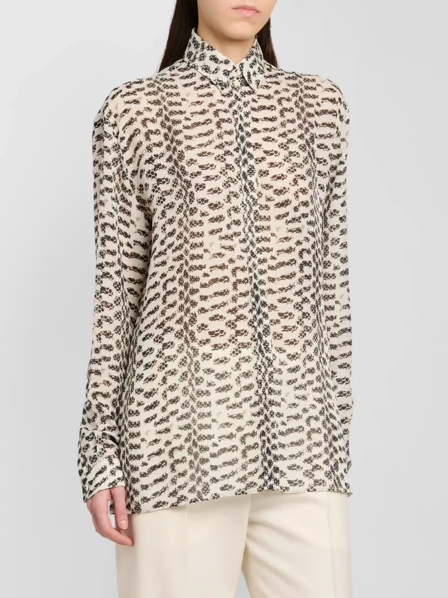 Tom Ford Women's Broken Snake Silk Georgette Boyfriend Shirt | Thumbnail 4 Tom Ford Women's Broken Snake Silk Georgette Boyfriend Shirt | Thumbnail 4