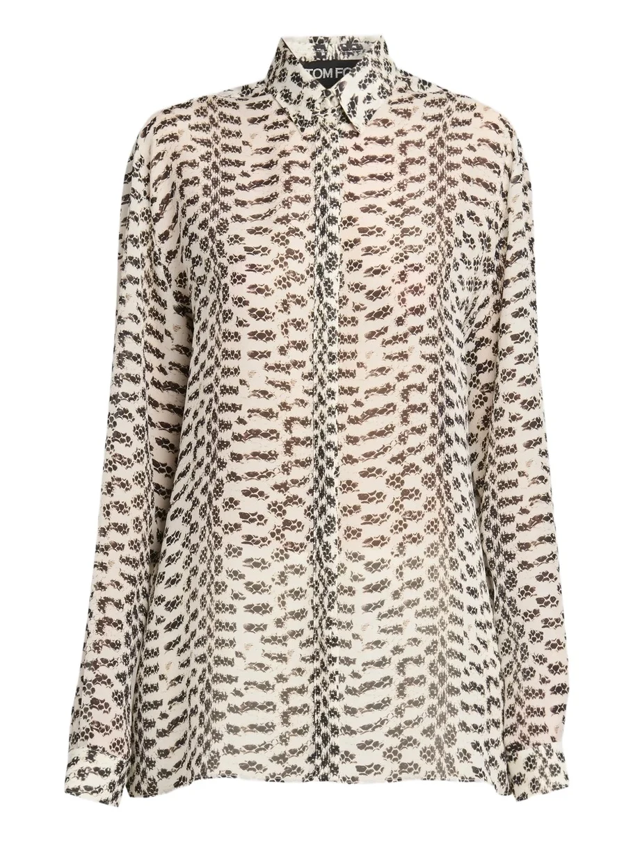 Tom Ford Women's Broken Snake Silk Georgette Boyfriend Shirt