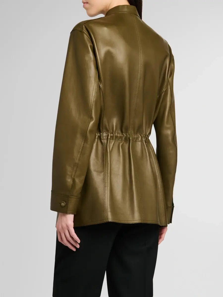 Tom Ford Women's Leather Tailored Safari Jacket | Thumbnail 3 Tom Ford Women's Leather Tailored Safari Jacket | Thumbnail 3