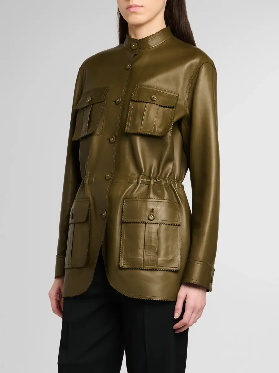 Tom Ford Women's Leather Tailored Safari Jacket | Thumbnail 4 Tom Ford Women's Leather Tailored Safari Jacket | Thumbnail 4