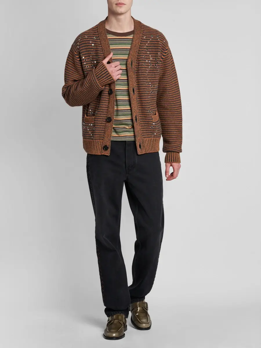 Marni Men's Grommet-Trimmed Straight-Leg Jeans | Thumbnail 2 Marni Men's Grommet-Trimmed Straight-Leg Jeans | Thumbnail 2