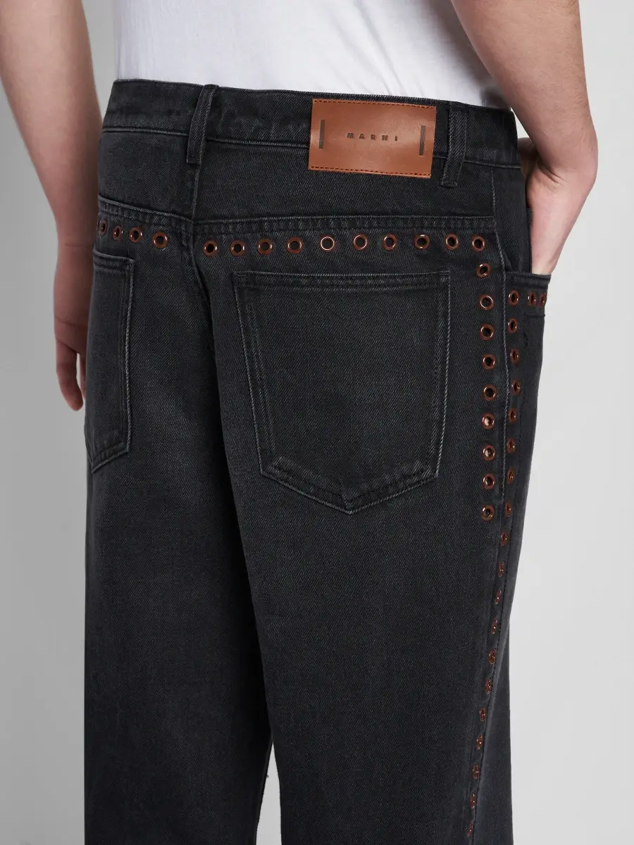 Marni Men's Grommet-Trimmed Straight-Leg Jeans | Thumbnail 5 Marni Men's Grommet-Trimmed Straight-Leg Jeans | Thumbnail 5