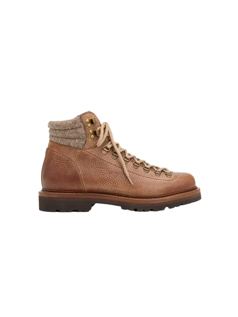 Brunello Cucinelli Men's Grain Leather Alpine Boots