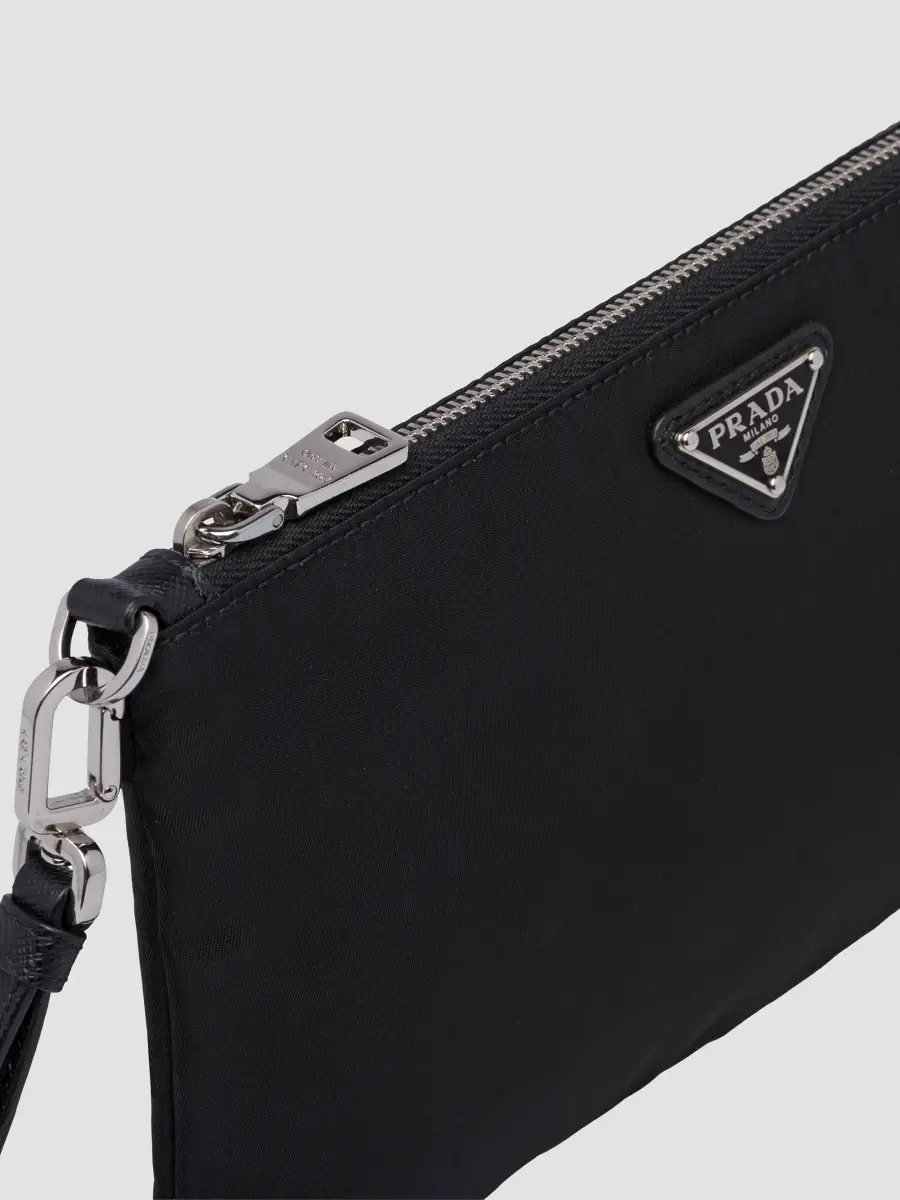 Prada Men's Re-Nylon and Saffiano Leather Pouch | Thumbnail 2 Prada Men's Re-Nylon and Saffiano Leather Pouch | Thumbnail 2