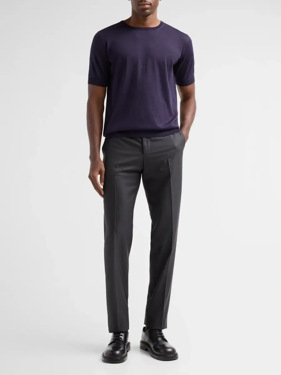 Giorgio Armani Men's Silk-Cotton Crewneck T-Shirt | Thumbnail 2 Giorgio Armani Men's Silk-Cotton Crewneck T-Shirt | Thumbnail 2