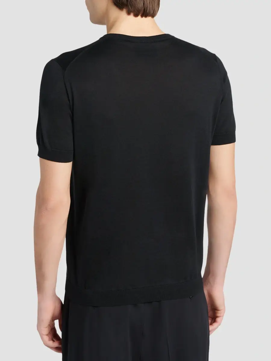 Giorgio Armani Men's Silk-Cotton Crewneck T-Shirt | Thumbnail 3 Giorgio Armani Men's Silk-Cotton Crewneck T-Shirt | Thumbnail 3