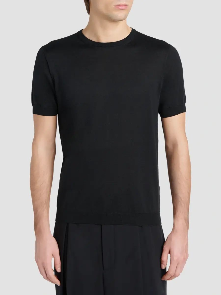 Giorgio Armani Men's Silk-Cotton Crewneck T-Shirt | Thumbnail 4 Giorgio Armani Men's Silk-Cotton Crewneck T-Shirt | Thumbnail 4