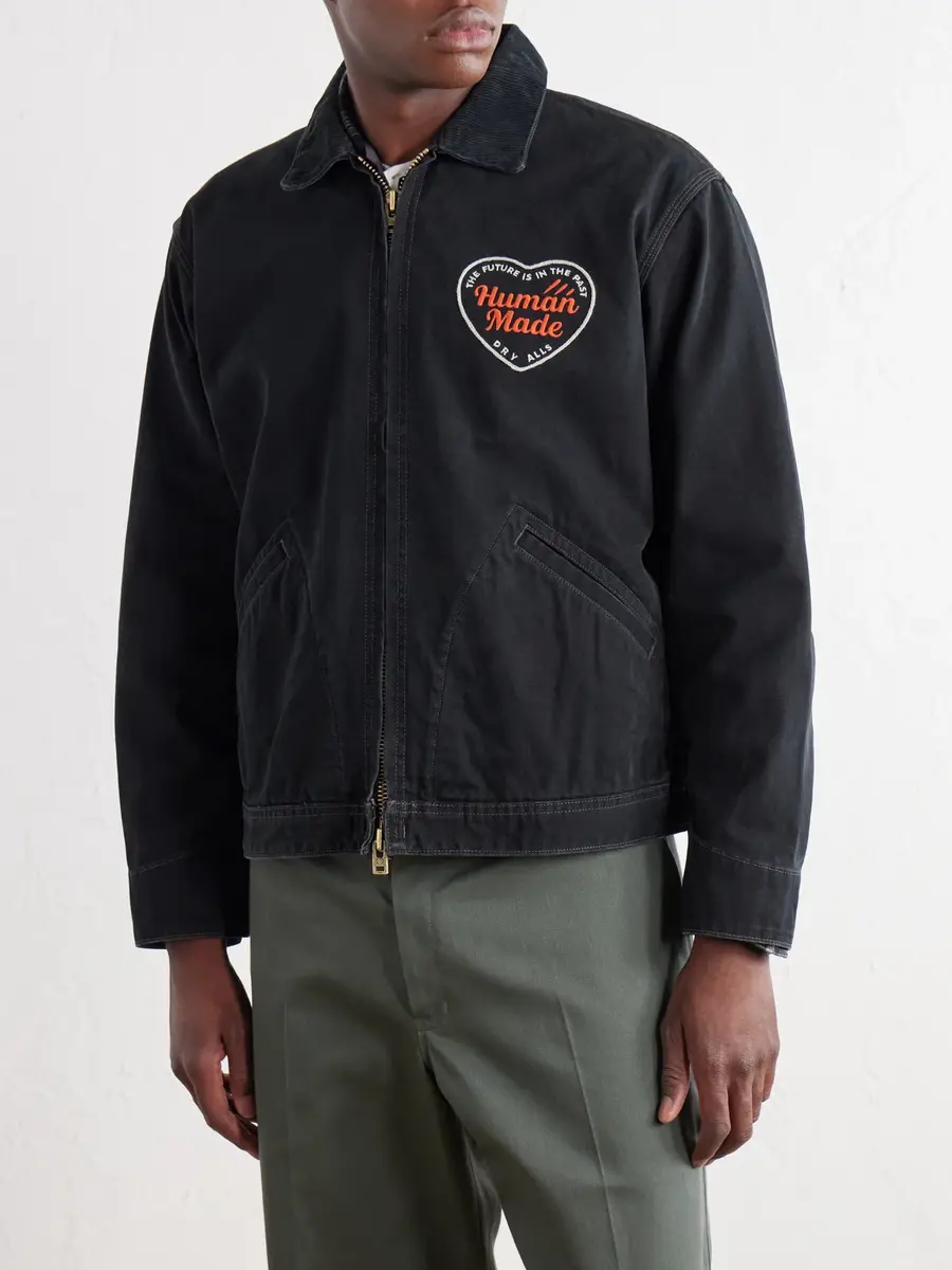 Human Made Logo-Embroidered Corduroy-Trimmed Cotton-Twill Blouson Jacket - Men | Thumbnail 3