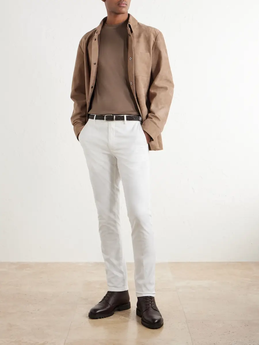 Canali Tapered Stretch Cotton-Twill Trousers - Men | Thumbnail 2
