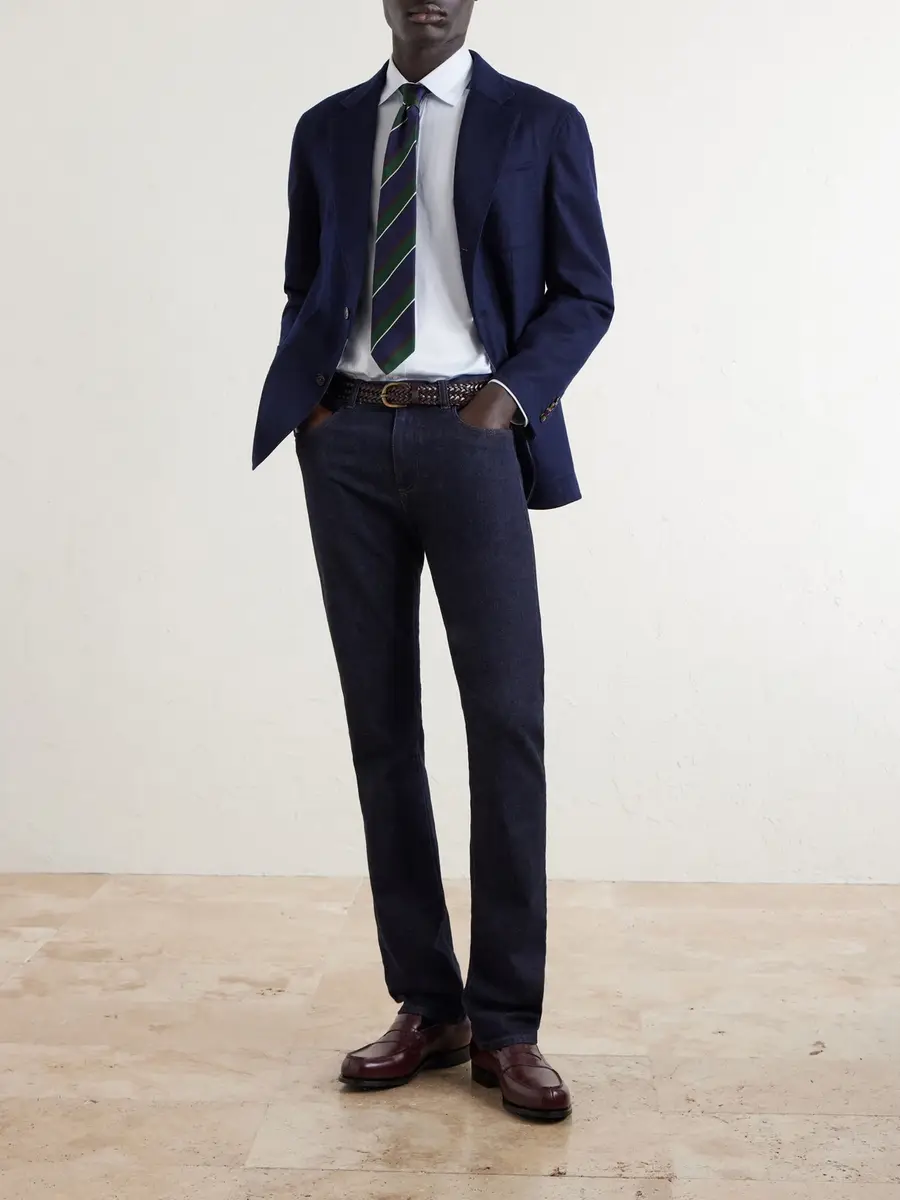 dunhill Cutaway-Collar Herringbone Cotton Shirt - Men | Thumbnail 2 dunhill Cutaway-Collar Herringbone Cotton Shirt - Men | Thumbnail 2