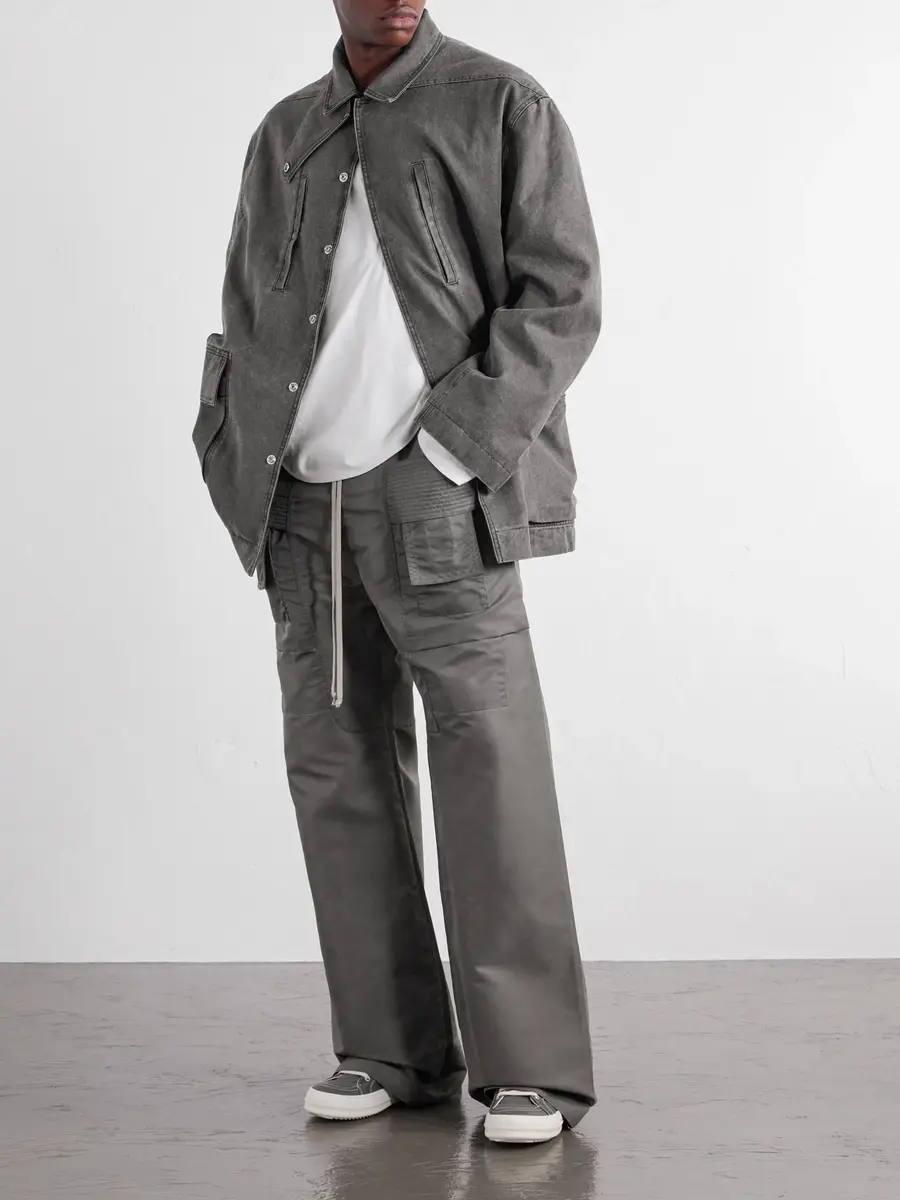 DRKSHDW by Rick Owens Creatch Wide-Leg Shell Drawstring Cargo Trousers - Men | Thumbnail 2
