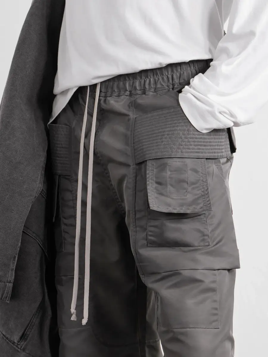 DRKSHDW by Rick Owens Creatch Wide-Leg Shell Drawstring Cargo Trousers - Men | Thumbnail 5
