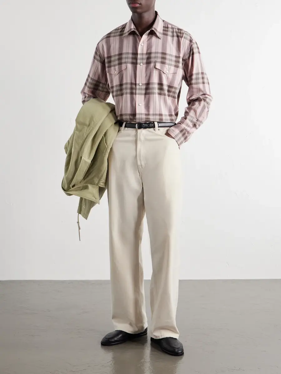 Auralee Checked Cotton and Silk-Blend Flannel Shirt - Men | Thumbnail 2 Auralee Checked Cotton and Silk-Blend Flannel Shirt - Men | Thumbnail 2