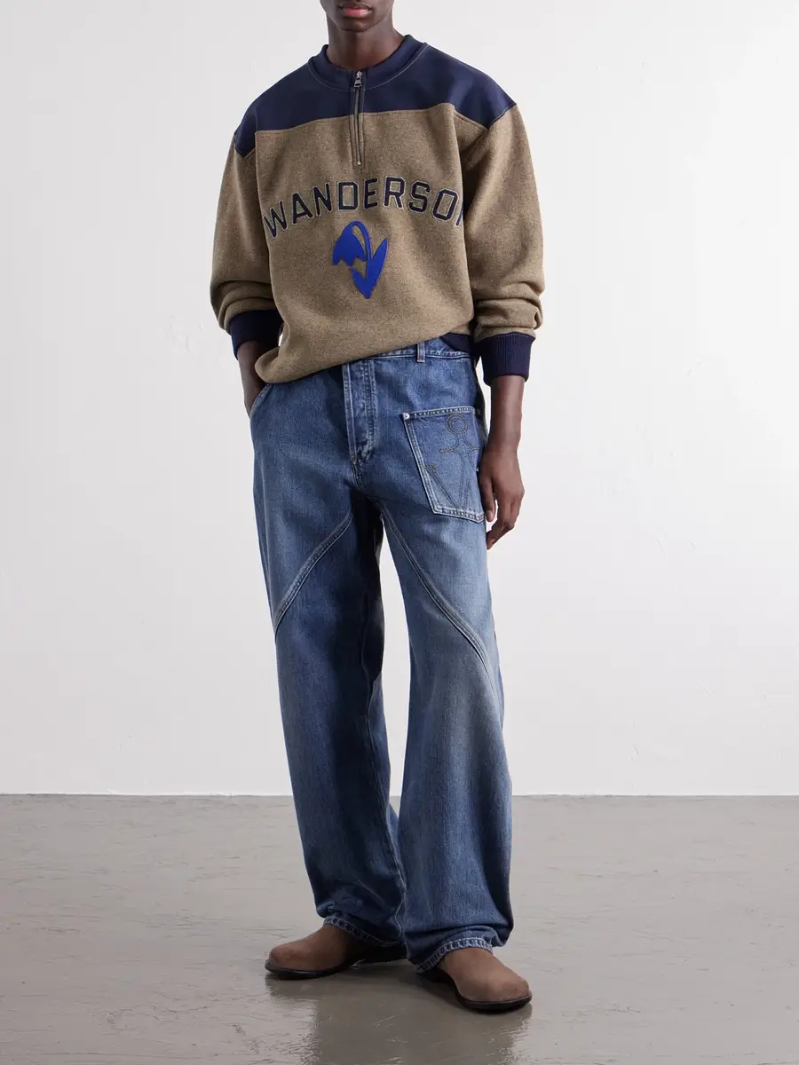JW Anderson Logo-Embroidered Wool-Blend Jersey Sweatshirt - Men | Thumbnail 2 JW Anderson Logo-Embroidered Wool-Blend Jersey Sweatshirt - Men | Thumbnail 2