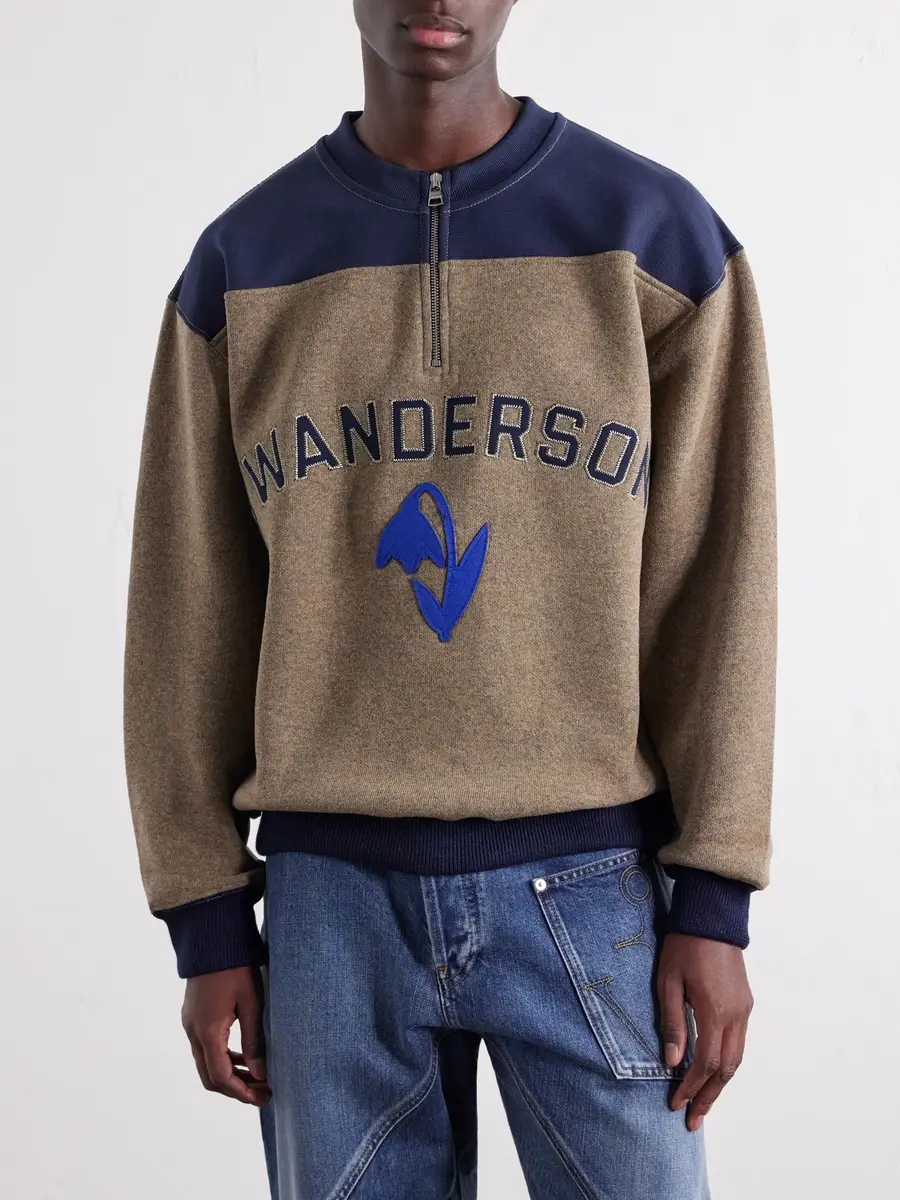 JW Anderson Logo-Embroidered Wool-Blend Jersey Sweatshirt - Men | Thumbnail 3 JW Anderson Logo-Embroidered Wool-Blend Jersey Sweatshirt - Men | Thumbnail 3