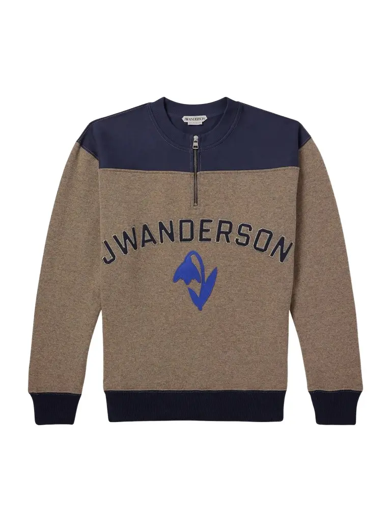 JW Anderson Logo-Embroidered Wool-Blend Jersey Sweatshirt - Men