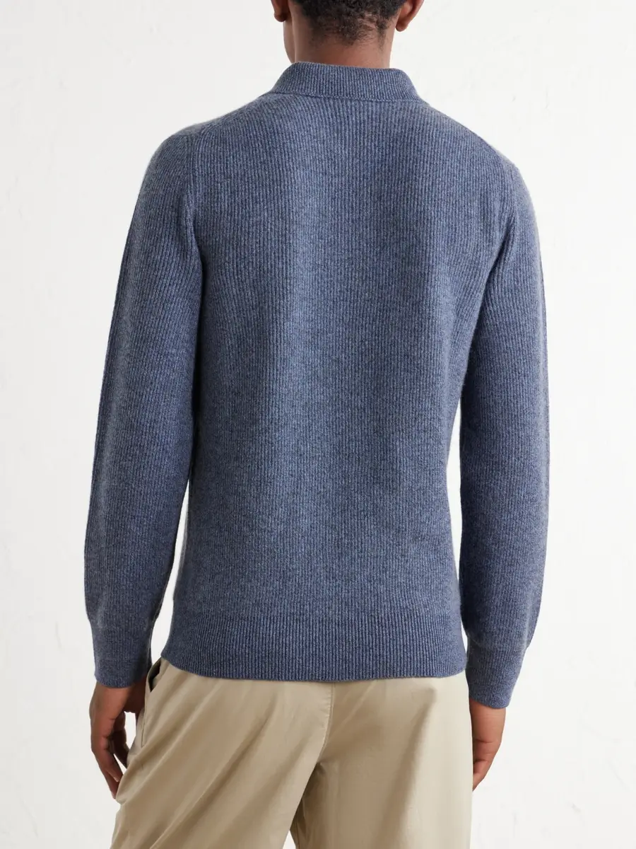 PIACENZA 1733 Ribbed Cashmere Polo Shirt - Men | Thumbnail 4
