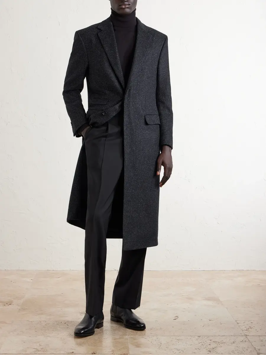 dunhill Checked Wool, Silk and Cashmere-Blend Coat - Men | Thumbnail 2 dunhill Checked Wool, Silk and Cashmere-Blend Coat - Men | Thumbnail 2