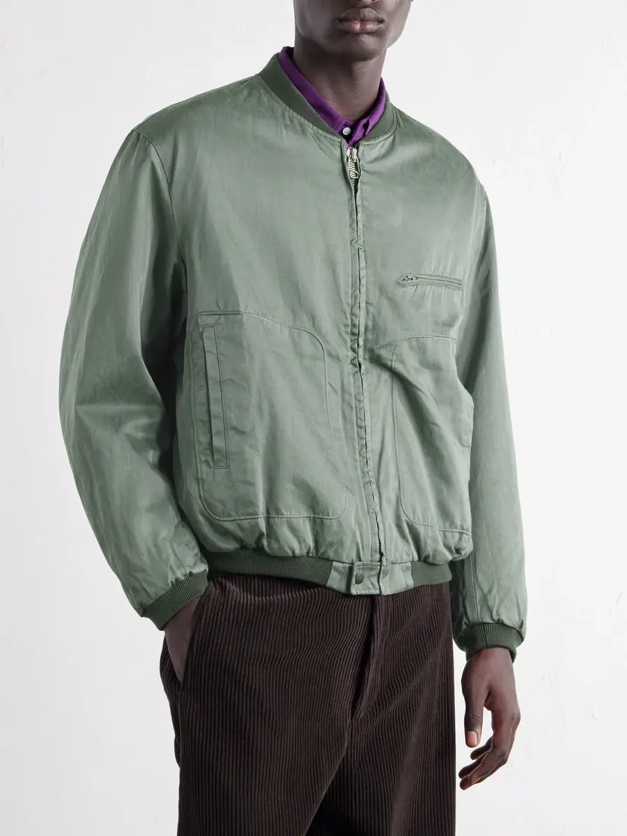 A.PRESSE Silk and Cotton-Blend Bomber Jacket - Men | Thumbnail 3 A.PRESSE Silk and Cotton-Blend Bomber Jacket - Men | Thumbnail 3